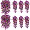 6Pcs Artificial Hibiscus Fake Hanging Flowers, Silk Faux Flowers for Outdoor Planters, UV Resistant Artificial Outdoor Plants for Hanging Baskets, Porches, Patios Decorations (Purple + Red)
